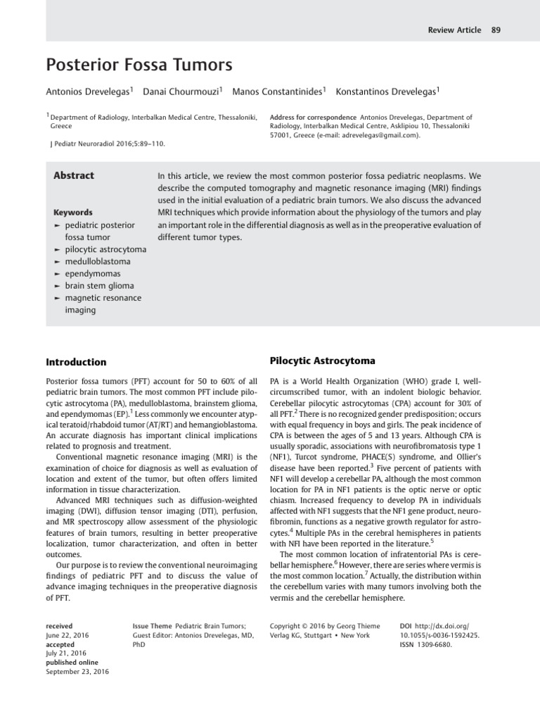 Posterior Fossa Tumors | PDF | Brain Tumor | Brainstem