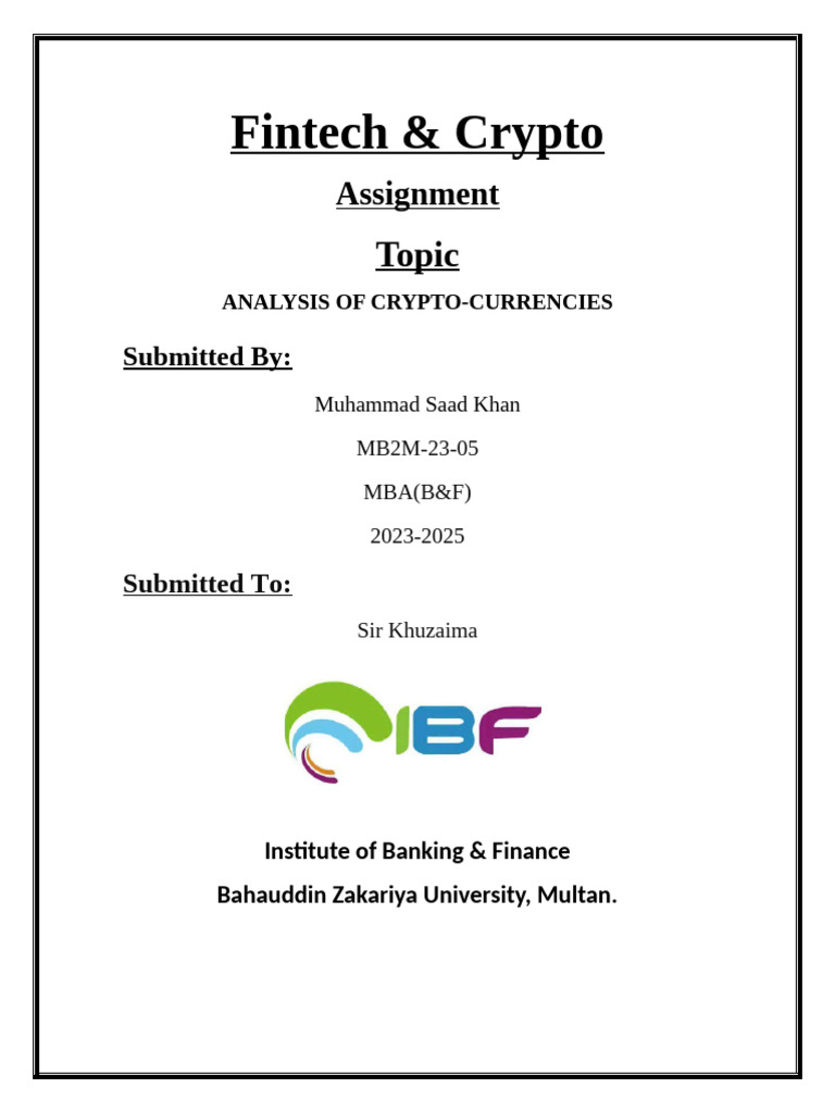 Saad Khan RN#05 | PDF | Cryptocurrency | Bitcoin