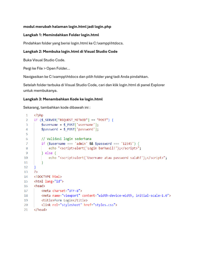 Modul Merubah Halaman Login | PDF