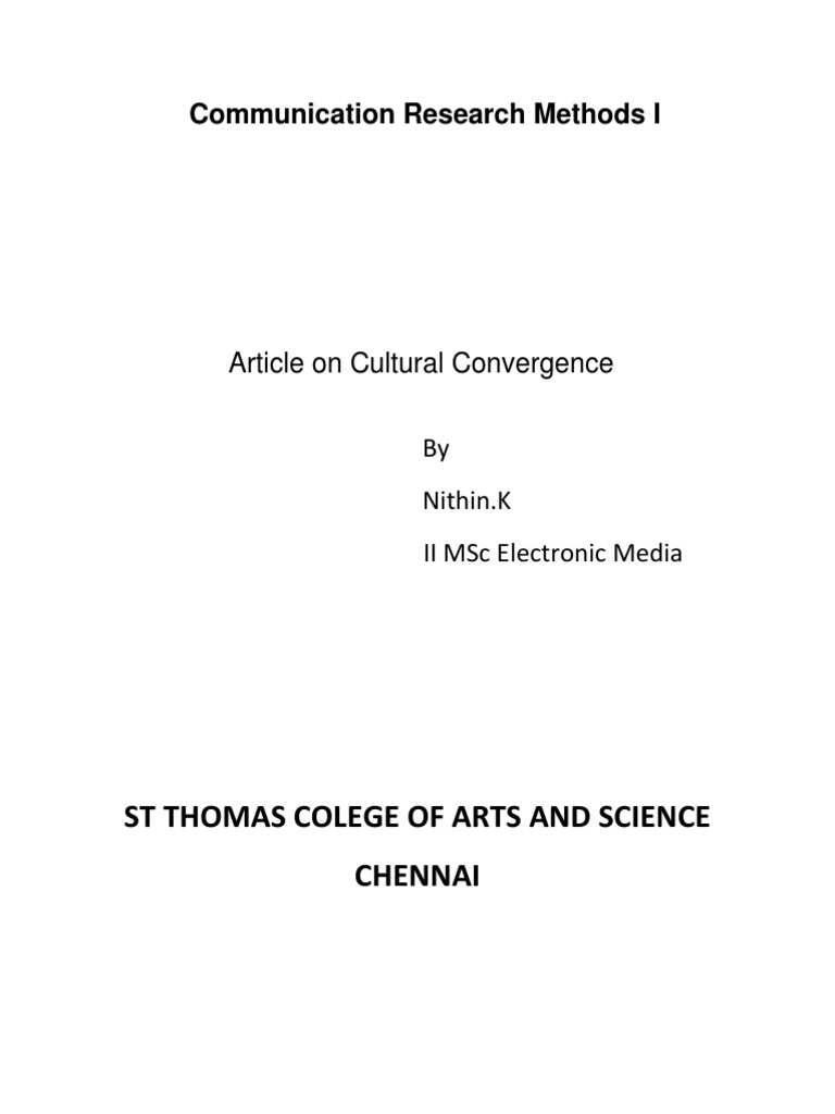 Communication Research Methods I: ST Thomas Colege of Arts and Science ...