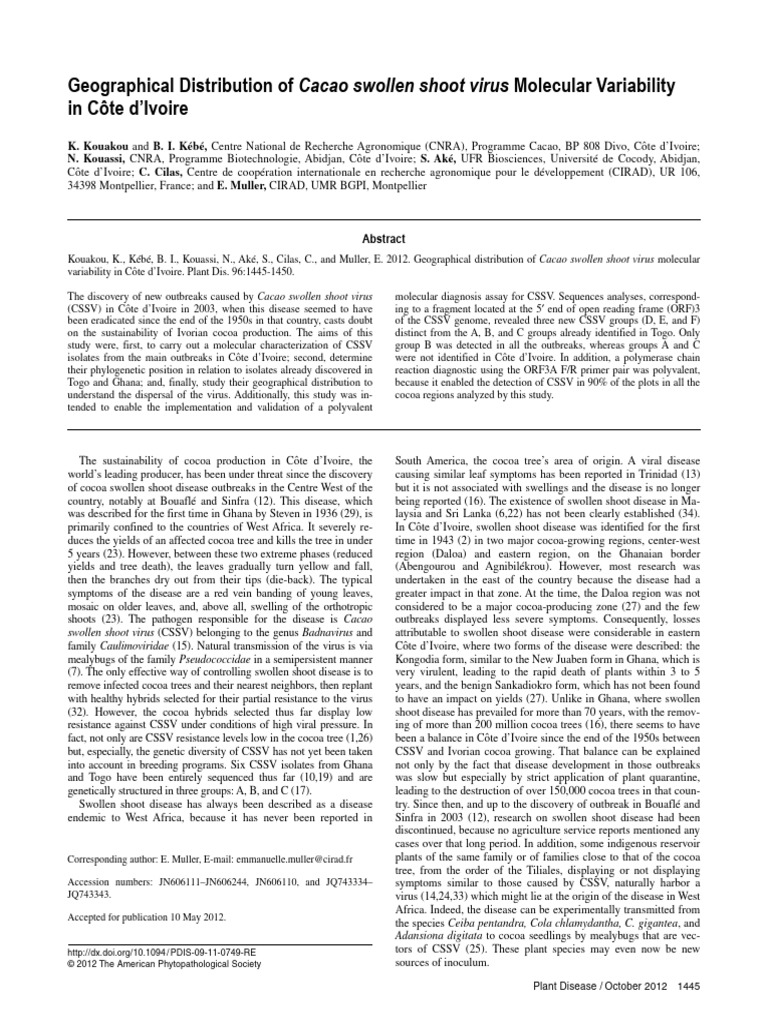 Geographical Distribution of Cacao Swoll | PDF | Biology | Life Sciences
