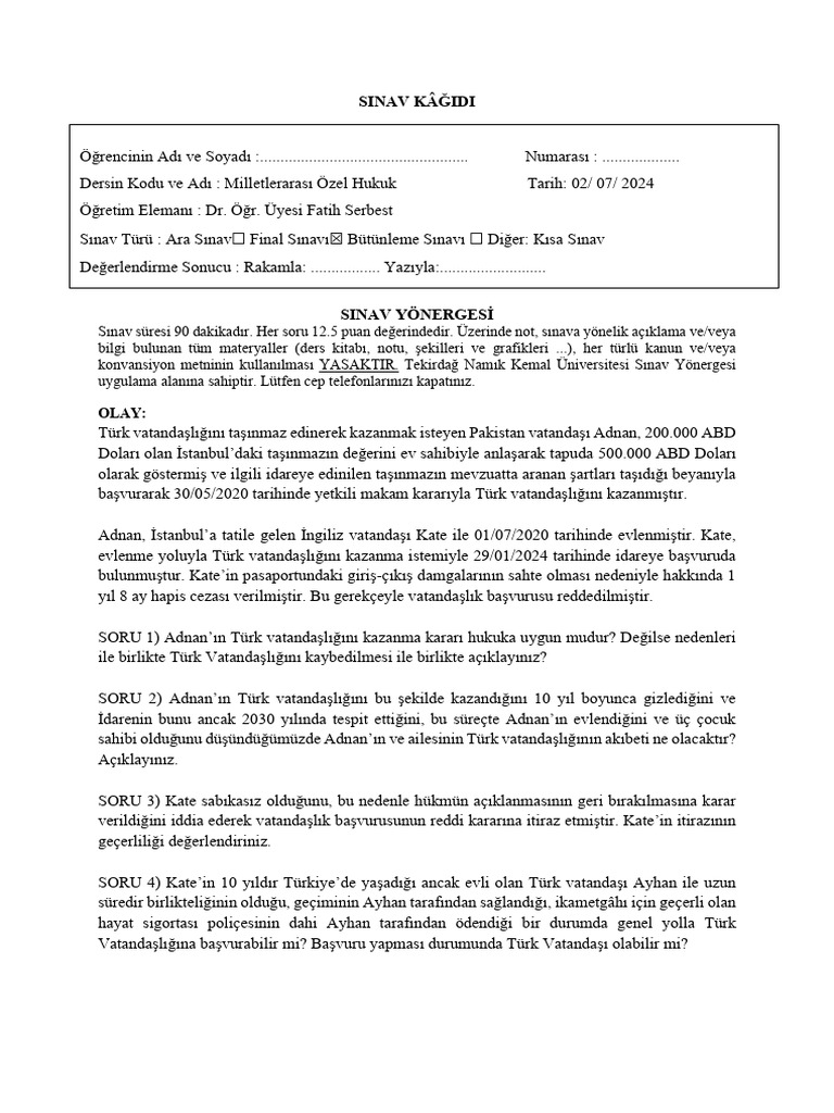 Dosya - 13363 - MoHUK Final Sinavi 02.07.2024 1 | PDF
