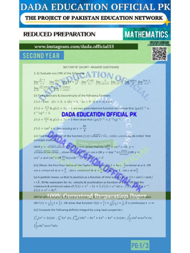 12 Mathematics Target Paper | PDF