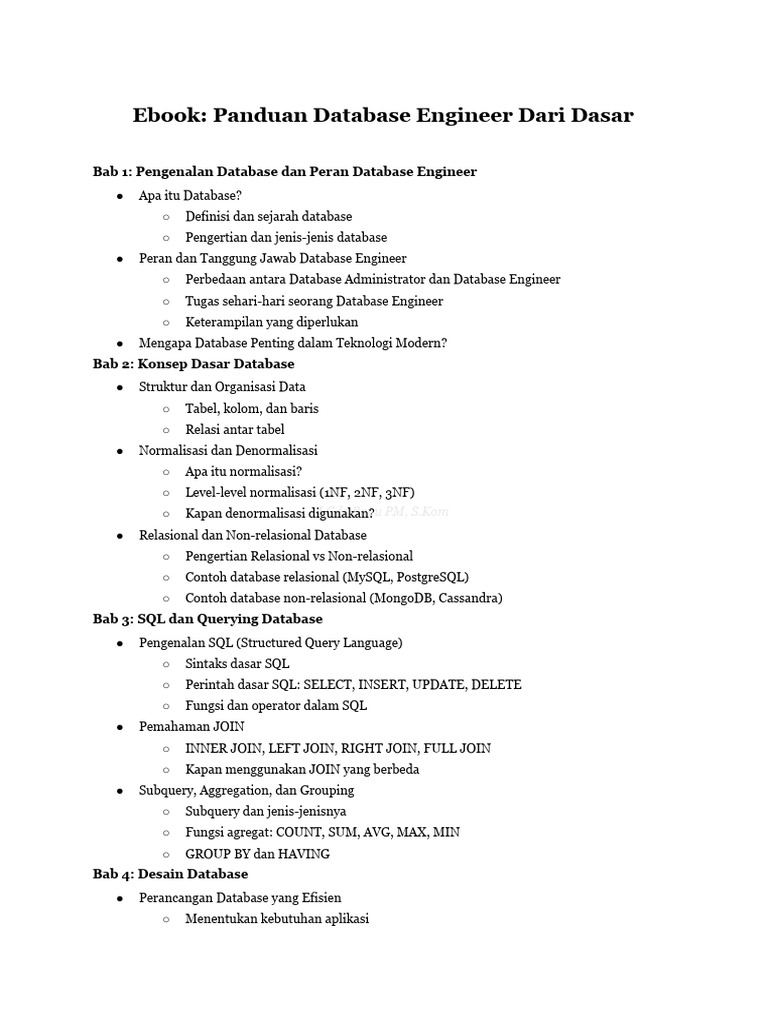 Panduan Lengkap Database Engineer | PDF
