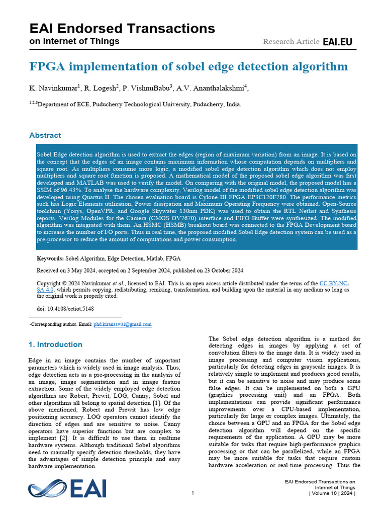 FPGA-Based Modified Sobel Edge Detection | PDF | Field Programmable ...