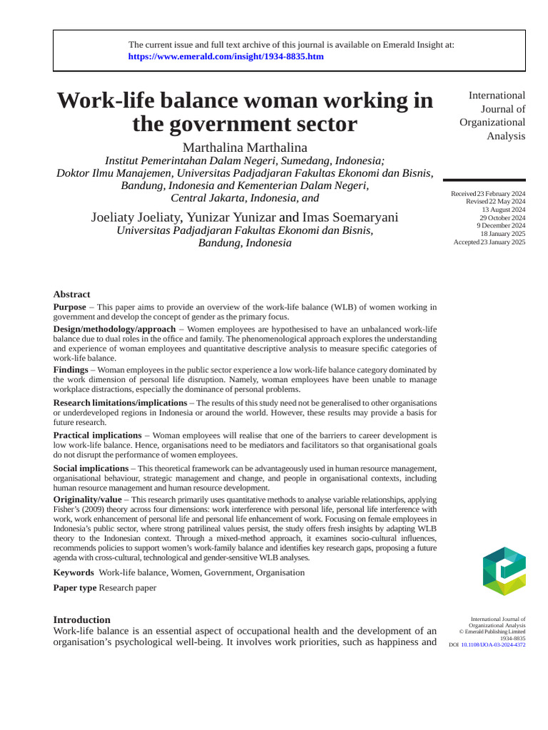 EM IJOA250076 Compressed | PDF | Work–Life Balance | Qualitative Research