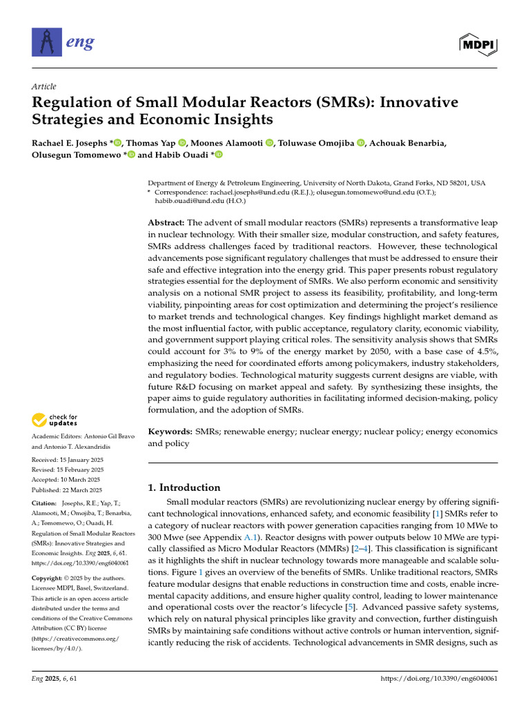 SMR Regulation: Strategies & Economic Insights | PDF | Nuclear ...