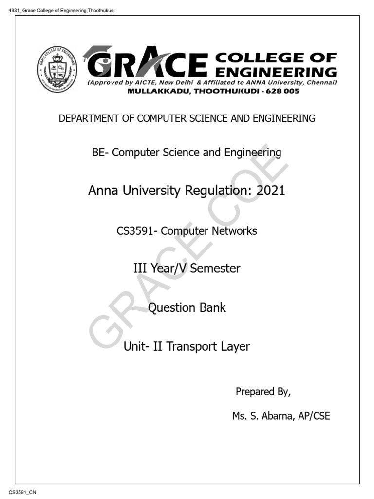 Transport Layer Concepts in Computer Networks | PDF | Error Detection ...