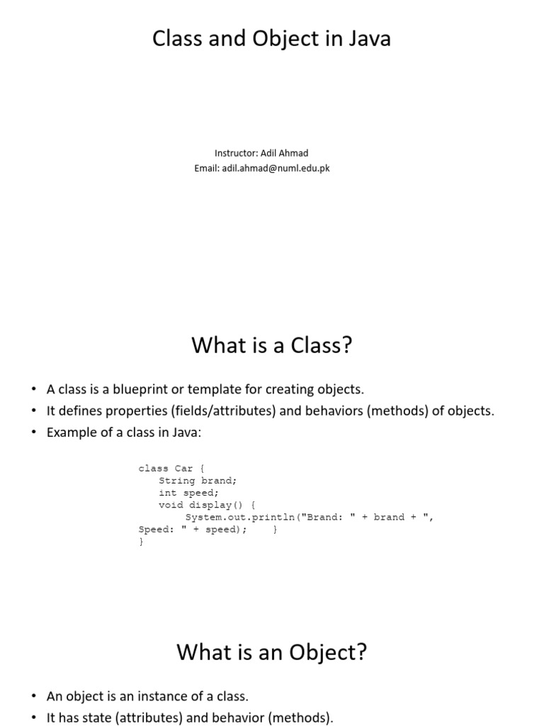 Java Classes and Objects Explained | PDF | Programming | Constructor ...