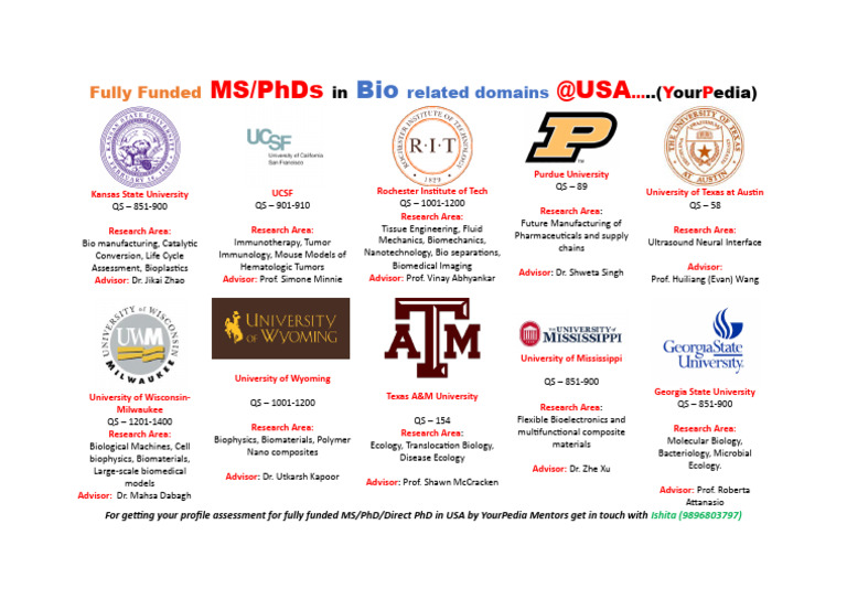 Fully Funded PhD Programs in Biology | PDF | Biology | Life Sciences