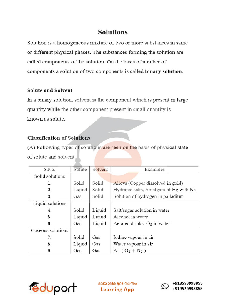 Understanding Binary Solutions | PDF | Solubility | Osmosis