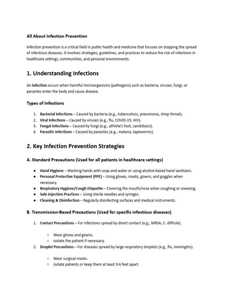 Infection Prevention Strategies Overview | PDF | Infection | Health Care