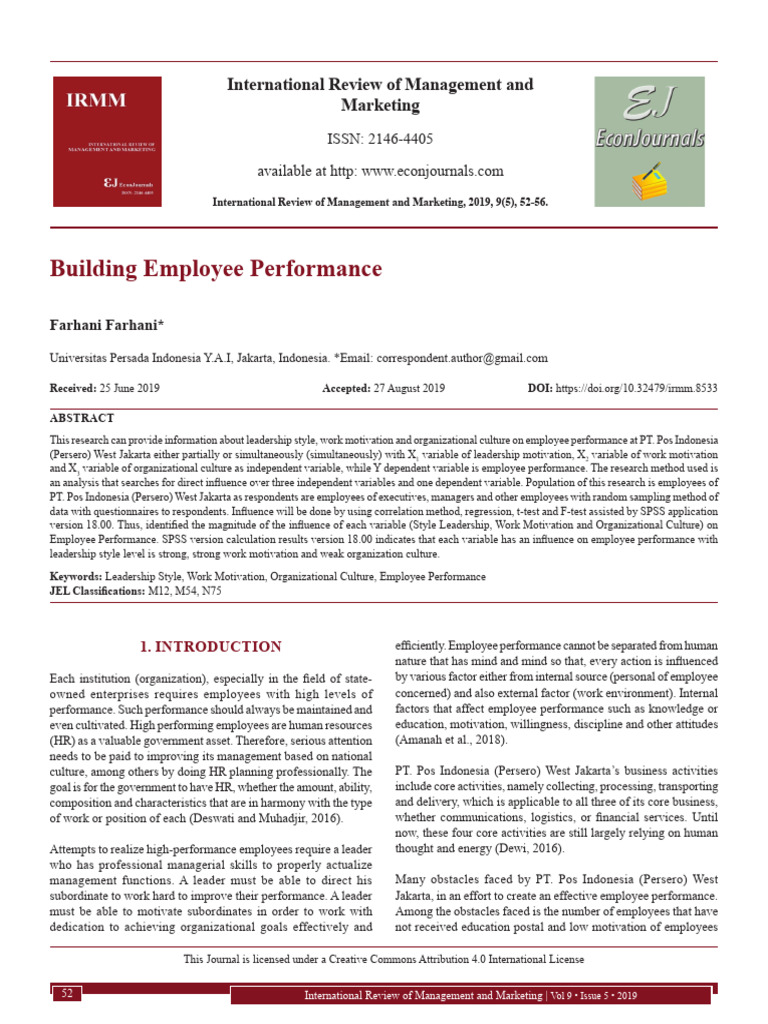 Impact of Leadership on Employee Performance | PDF | Linear Regression ...