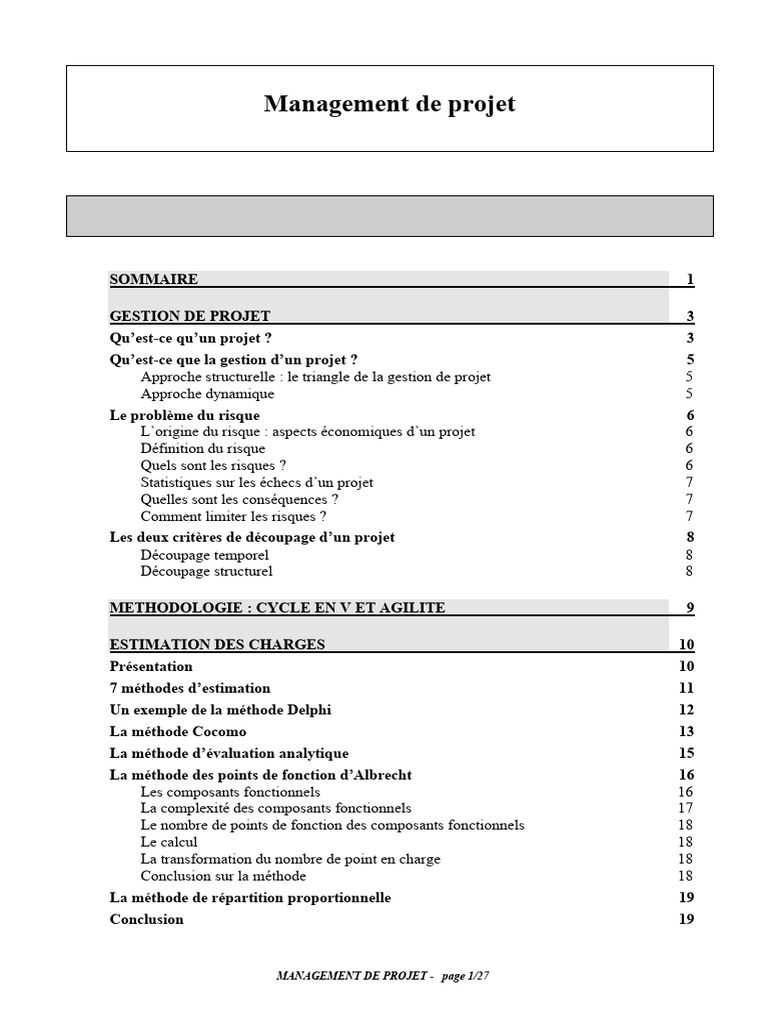 Gestion de Projet : Méthodes et Risques | PDF | Gestion de projet ...
