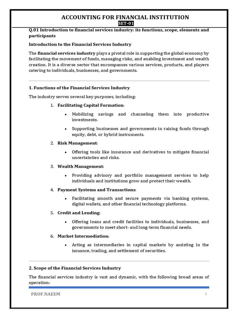 Overview of Financial Services Industry | PDF | Lease | Islamic Banking ...