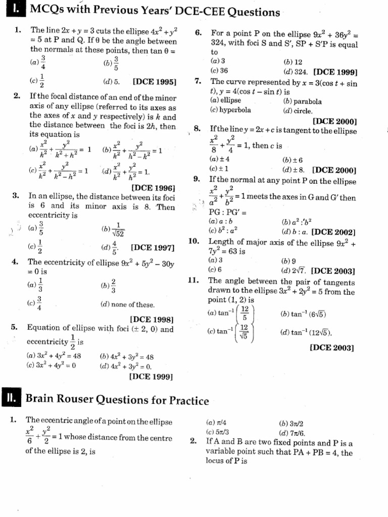 DCE Book - Ellipse With Answers | PDF
