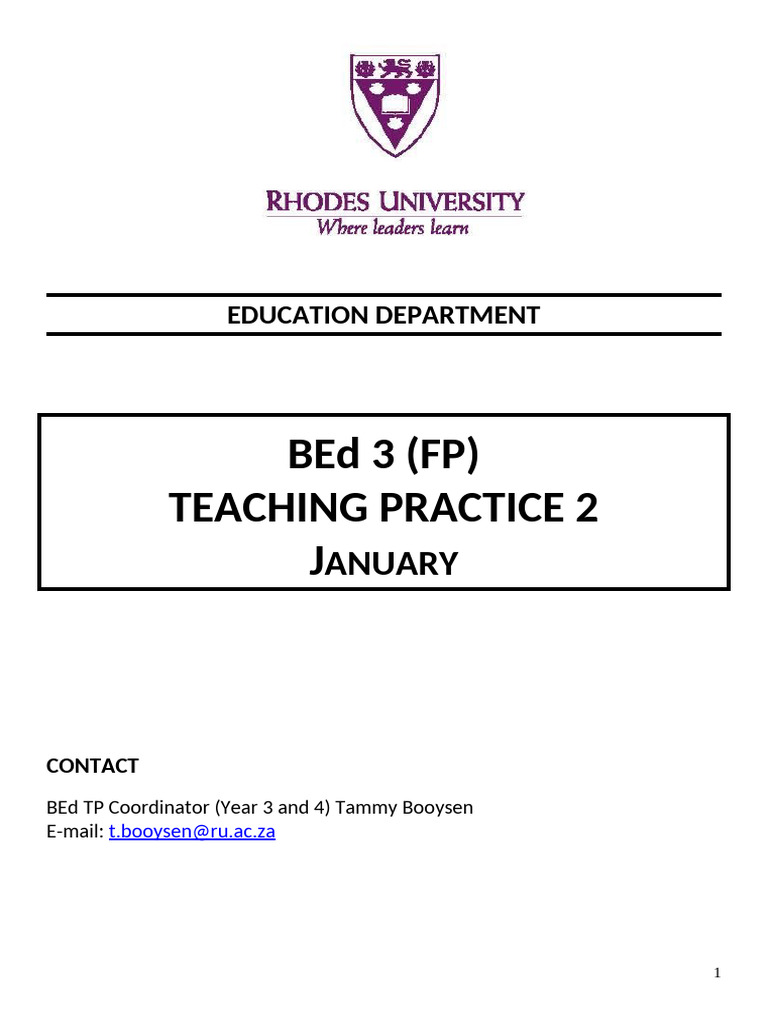 BEd 3 Teaching Practice Guidelines | PDF | Teachers | Mentorship