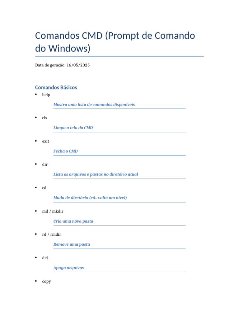 Comandos CMD Windows | PDF