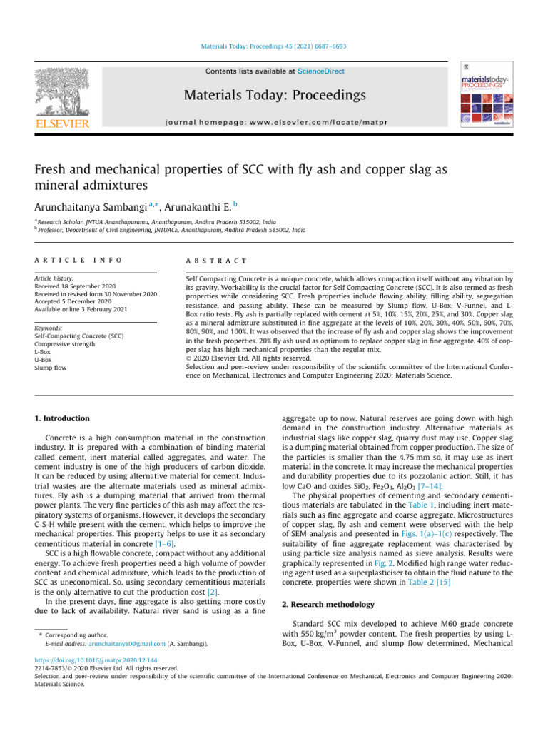Fresh and Mechanical Properties of SCC With Fly Ash and Copper Slag As ...
