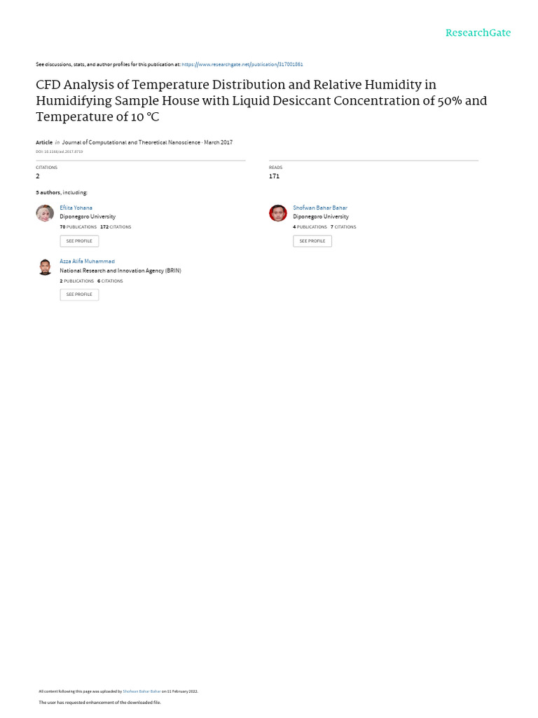 CFD Analysis of Temperature Distribution and Relative Humidity in ...