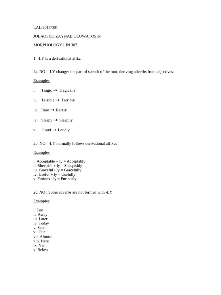 Morphology Assignment Pdf