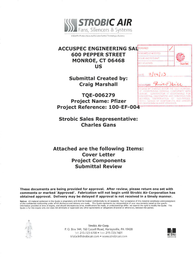 Strobic Air Fans Proposal for Pfizer | PDF | Duct (Flow) | High Voltage