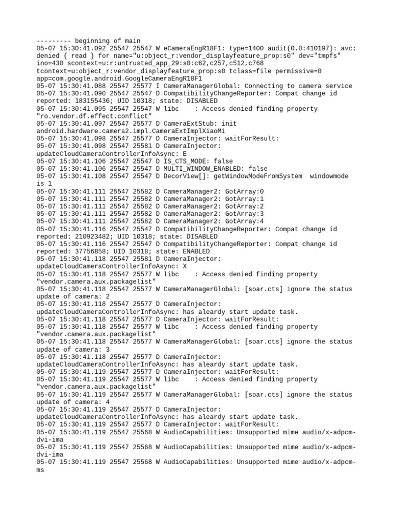 Camera Service Log Analysis | PDF | Computing | Software