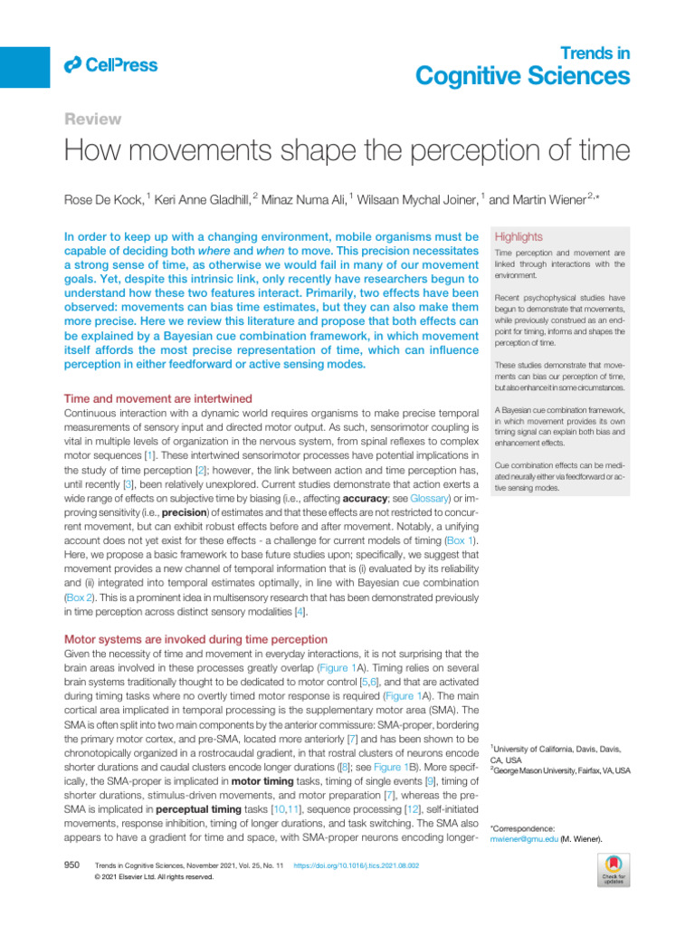 How Movements Shape The Perception of Time 2021 Ti | PDF | Time ...