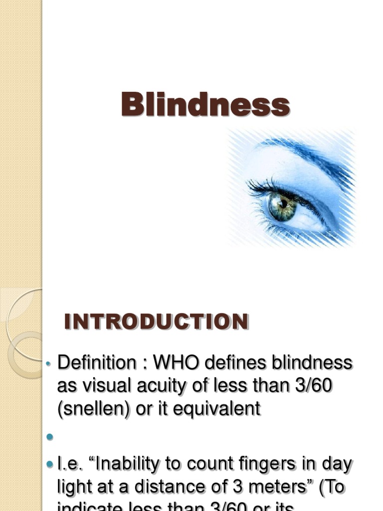 Blindness Causes, Prevention Strategies, and the National Program for
