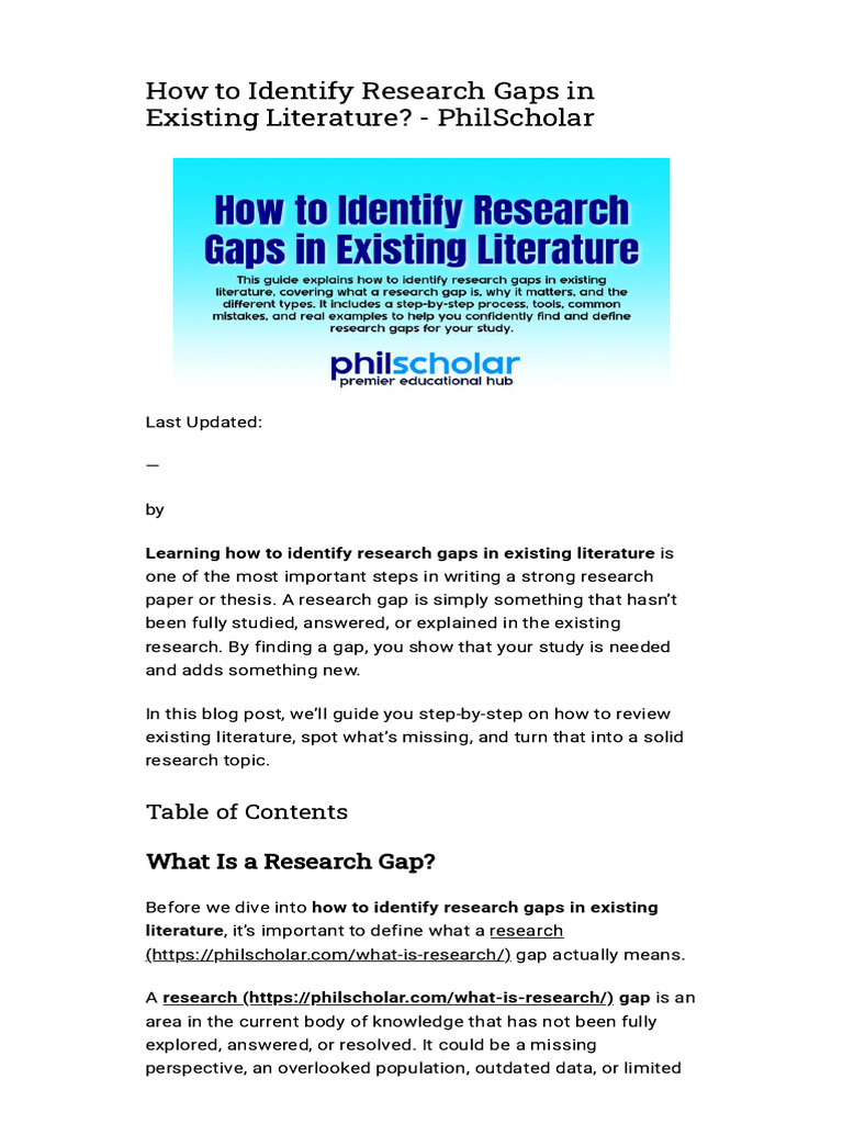 Identifying Research Gaps in Literature | PDF | Systematic Review ...