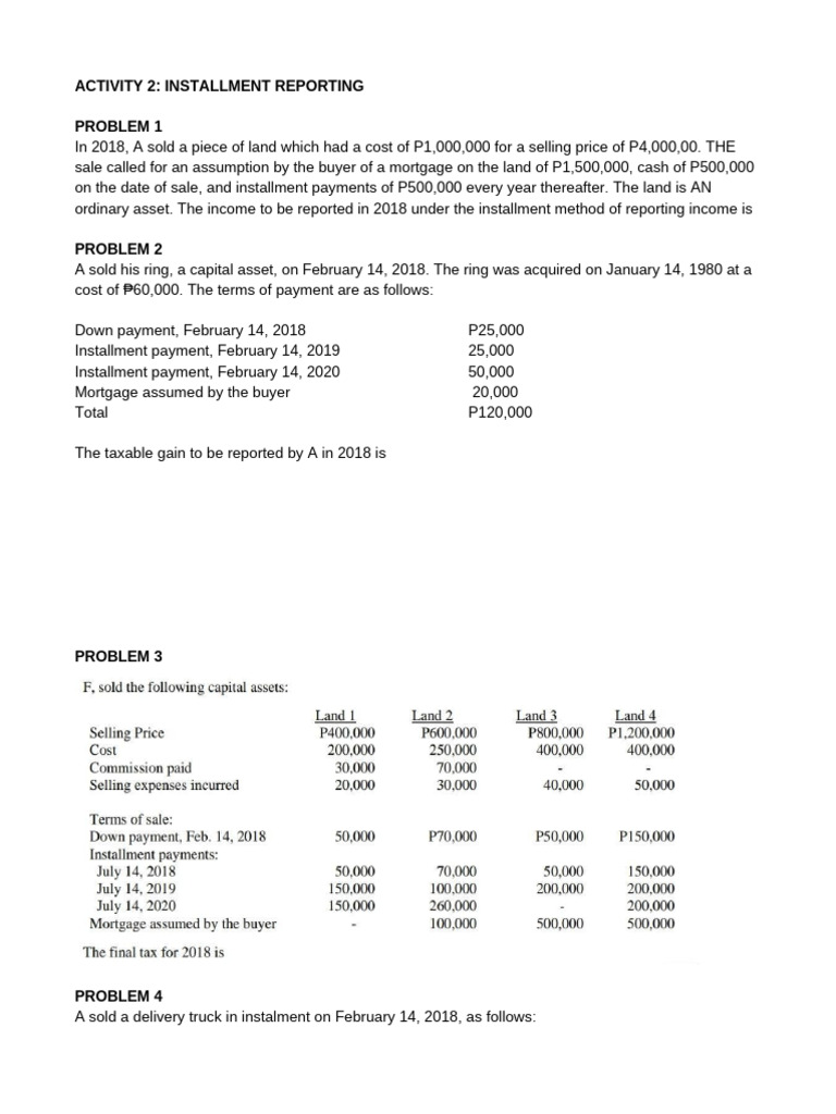 Activity 2 Installment Reporting | PDF