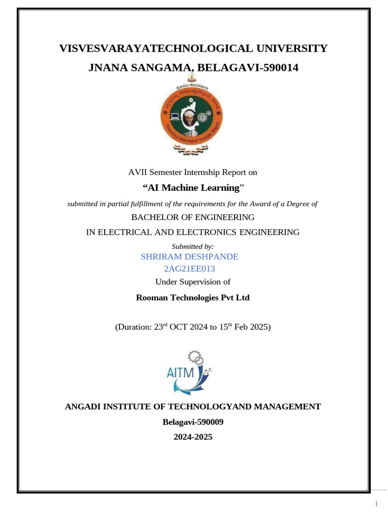 AI Machine Learning Internship Report 2025 | PDF | Machine Learning ...