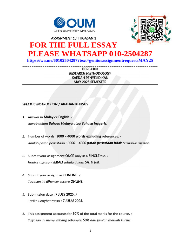 Research Methodology Assignment Guide | PDF