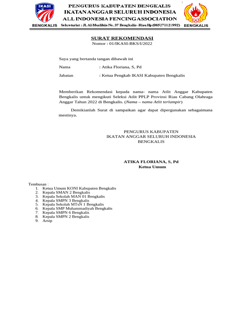 Rekomendasi Atlit Anggar Bengkalis | PDF