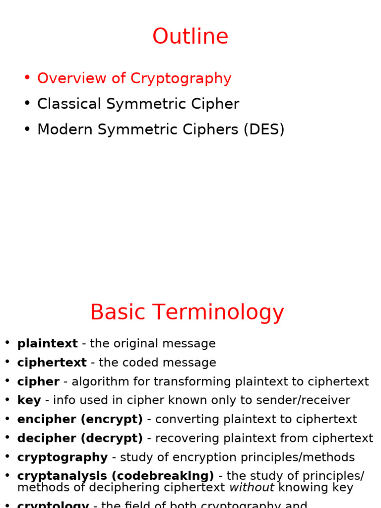 Cryptography Overview and Ciphers Guide | PDF | Cipher | Cryptography