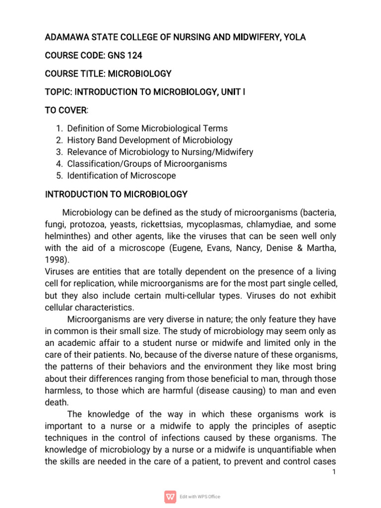 Microbiology Reviewed Lesson Notes | PDF | Infection | Bacteria