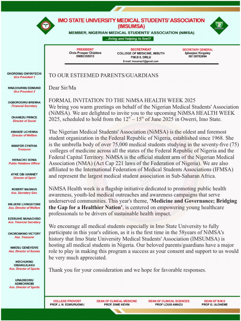 Letter of Invitation To Parent and Guardians | PDF