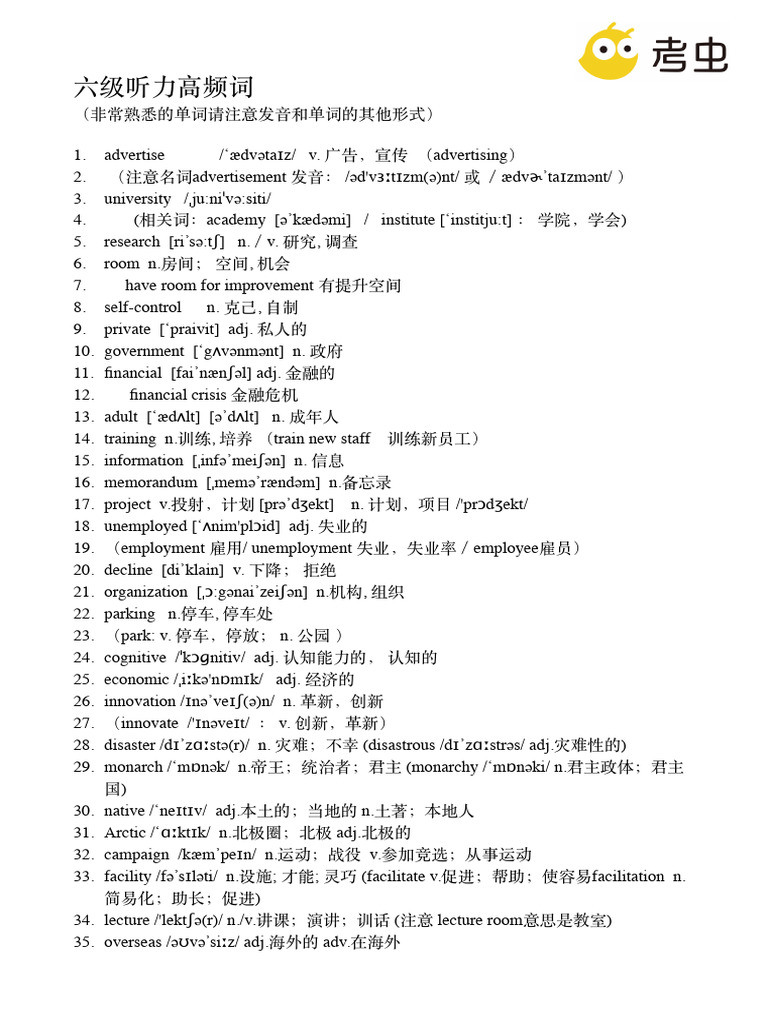 听力高频词 | PDF