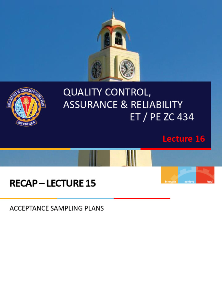 Quality Control & Reliability at BITS Pilani | PDF | Reliability ...