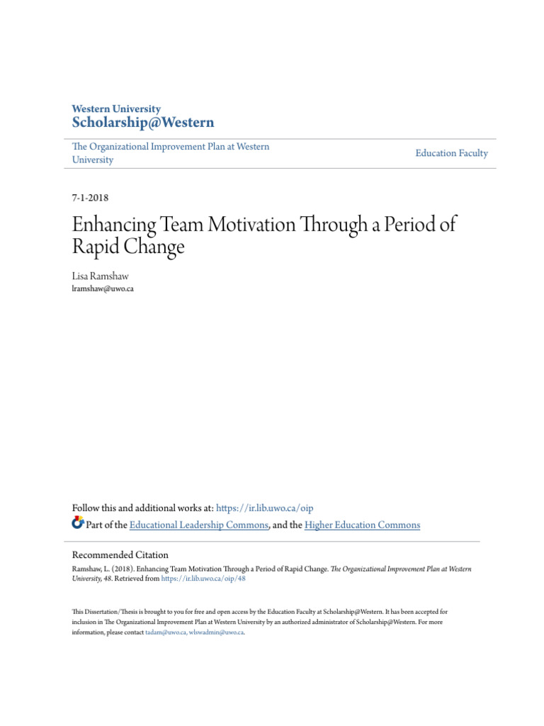 Enhancing Team Motivation During Change | PDF | Leadership | Servant ...