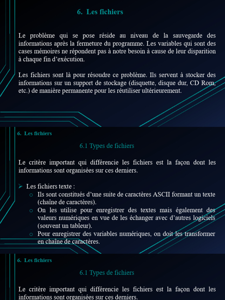 Types et gestion des fichiers en programmation | PDF | Fichier ...