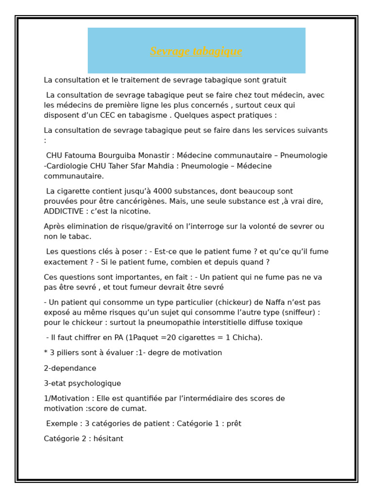 Sevrage tabagique : Consultation gratuite | PDF | Sevrage tabagique ...