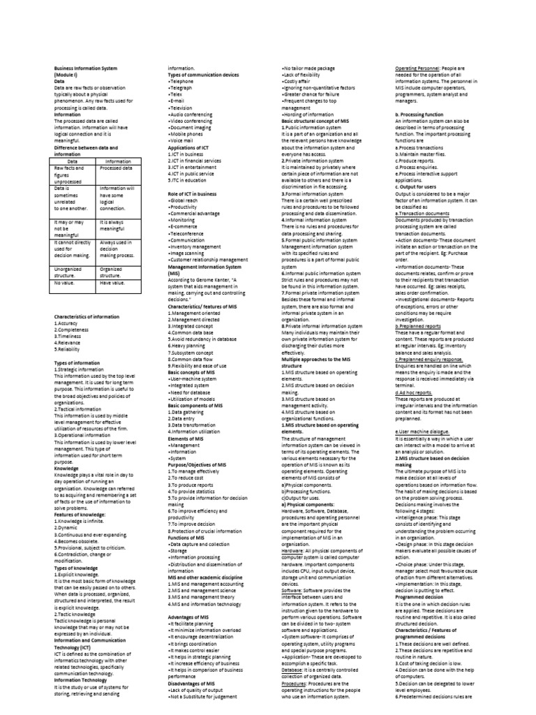Overview of Management Information Systems | PDF | Databases ...