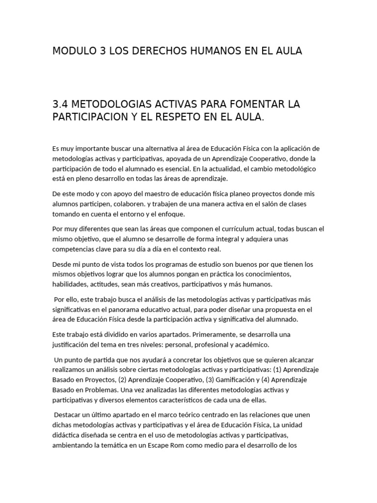 Modulo 3 Los Derechos Humanos en El Aula | PDF | Aprendizaje | Derechos ...