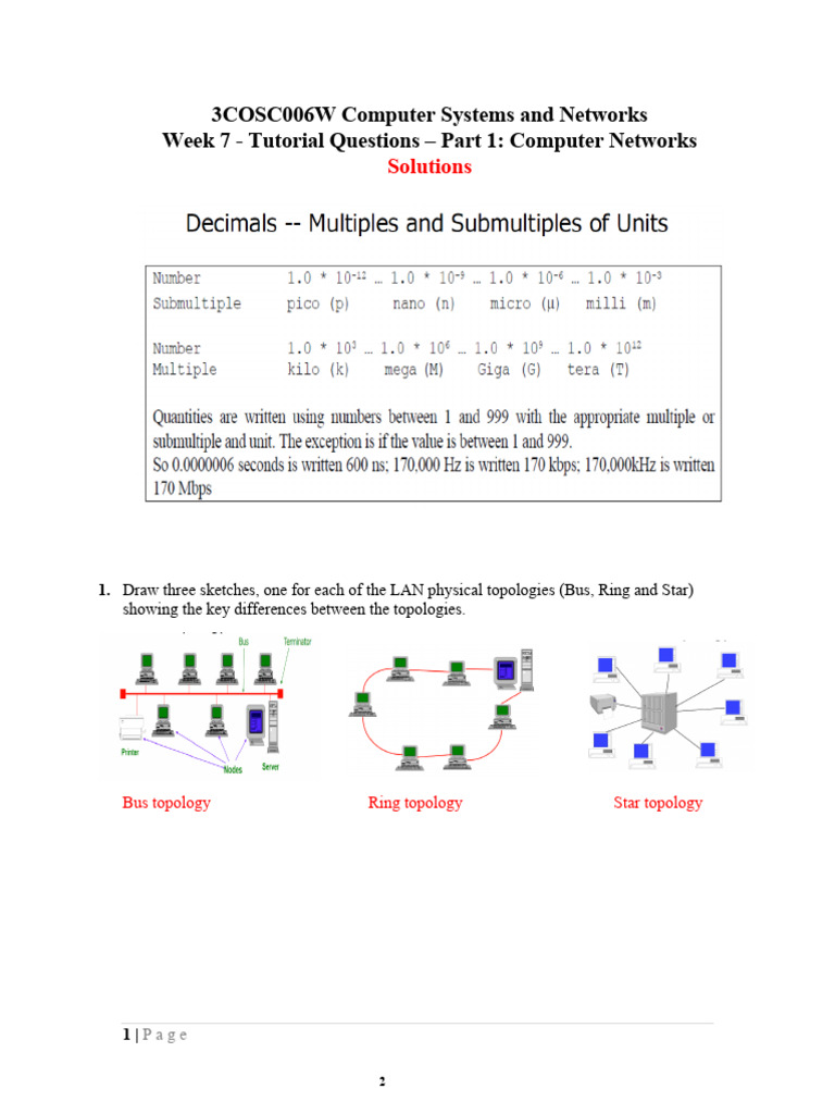 Week 7 - Part 1 - Network Tutorials - Solutions | PDF | Network ...