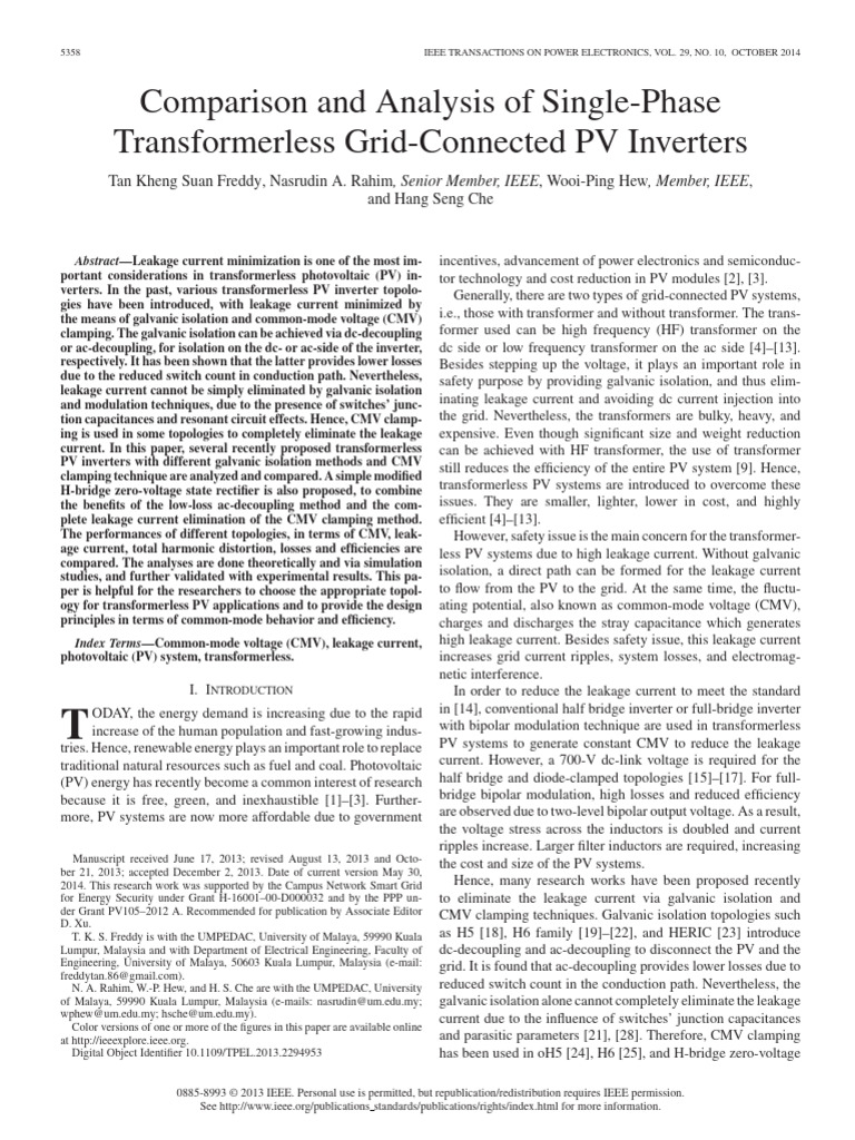 Transformerless PV Inverter Analysis | PDF | Power Inverter ...