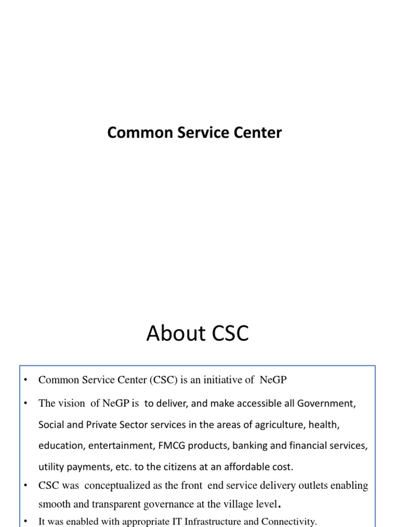 Overview of Common Service Centers | PDF | Business | Technology ...