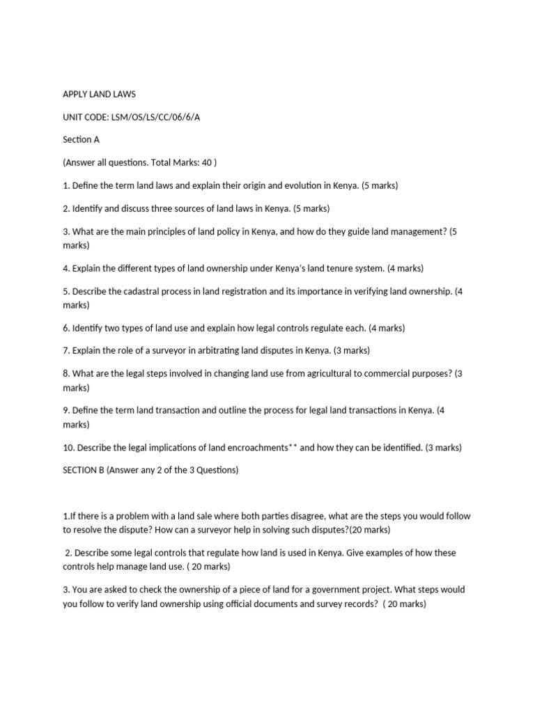 APPLY LAND LAWS Exam | PDF