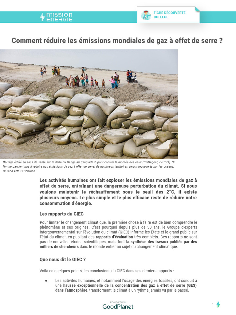 Réduire les Émissions de Gaz à Effet de Serre | PDF | Changement ...