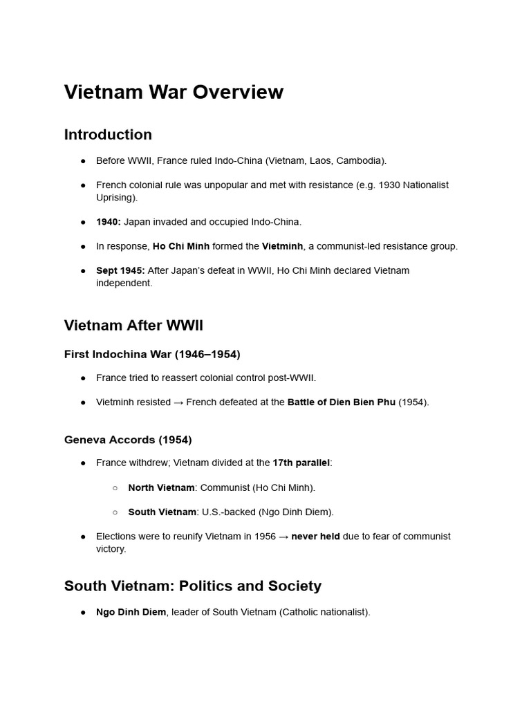 Vietnam War: Key Events and Outcomes | PDF | Vietnam War | Viet Cong
